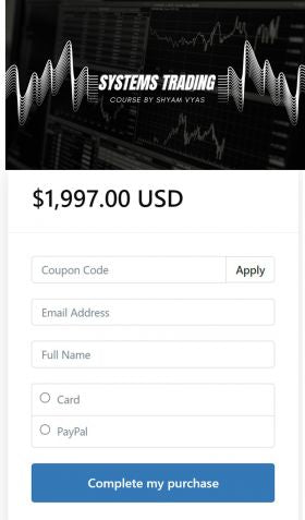 Systems Trading Course by SHYAM VYAS